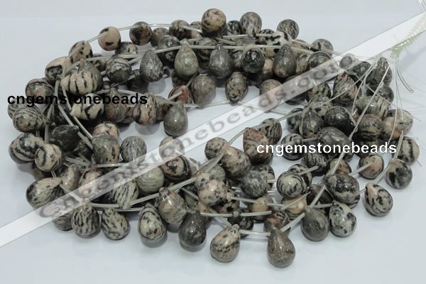 CZJ18 16 inches 13*18mm teardrop zebra jasper gemstone beads wholesale