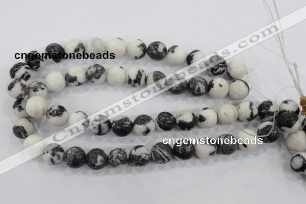 CZJ206 15.5 inches 14mm round black & white zebra jasper beads