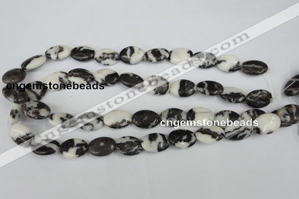 CZJ220 15.5 inches 13*18mm oval black & white zebra jasper beads