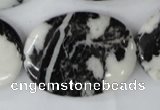 CZJ222 15.5 inches 30*40mm oval black & white zebra jasper beads