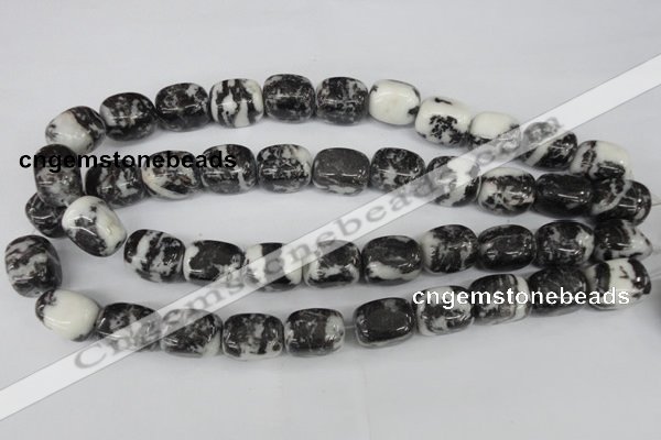 CZJ235 15.5 inches 13*18mm nugget black & white zebra jasper beads