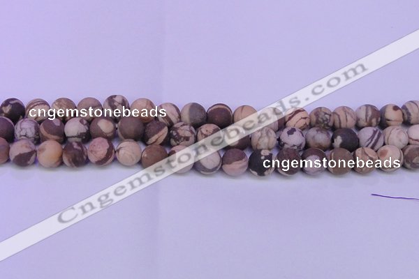 CZJ260 15.5 inches 4mm round matte zebra jasper beads