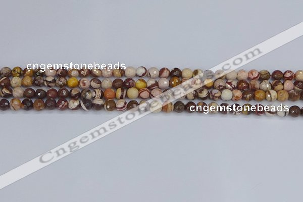 CZJ278 15.5 inches 4mm faceted round zebra jasper beads