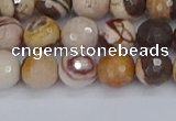 CZJ280 15.5 inches 8mm faceted round zebra jasper beads