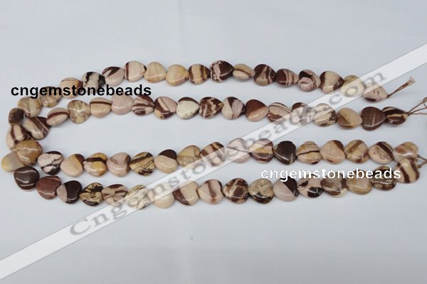 CZJ351 15.5 inches 12*12mm heart zebra jasper beads wholesale