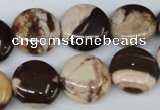 CZJ362 15.5 inches 16mm flat round zebra jasper beads wholesale