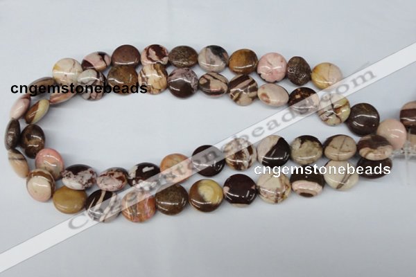 CZJ362 15.5 inches 16mm flat round zebra jasper beads wholesale