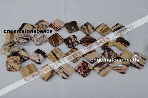 CZJ368 15.5 inches 20*20mm diamond zebra jasper beads wholesale