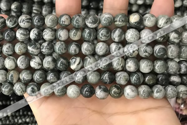 CZJ411 15.5 inches 6mm round green zebra jasper beads wholesale