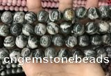 CZJ415 15.5 inches 14mm round green zebra jasper beads wholesale