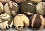 CZJ444 15 inches 12mm round matte Australian zebra jasper beads