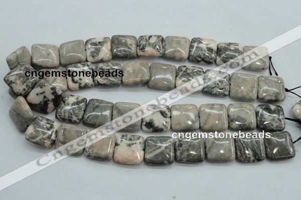 CZJ51 16 inches 20*20mm square zebra jasper gemstone beads wholesale