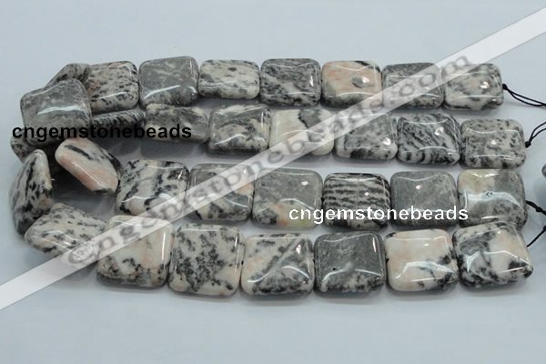 CZJ52 16 inches 25*25mm square zebra jasper gemstone beads wholesale