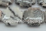 CZJ53 16 inches 25*25mm cross zebra jasper gemstone beads wholesale