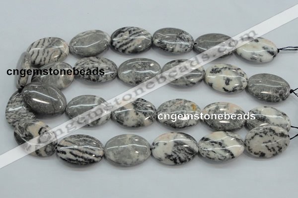 CZJ54 16 inches 22*30mm oval zebra jasper gemstone beads wholesale