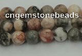 CZJ550 15.5 inches 4mm round pink zebra jasper beads wholesale