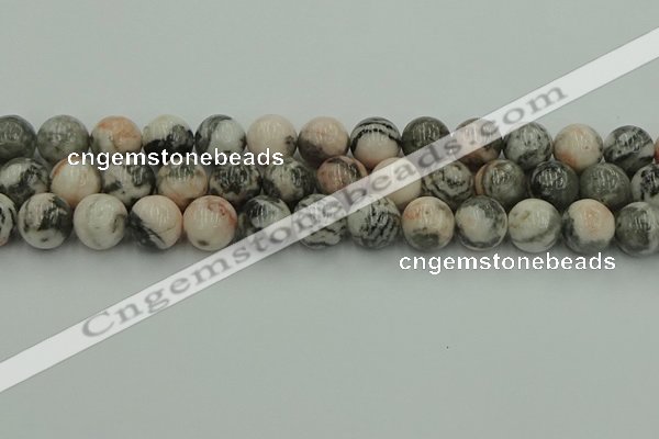 CZJ555 15.5 inches 14mm round pink zebra jasper beads wholesale