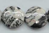 CZJ56 16 inches 25mm flat round zebra jasper gemstone beads wholesale