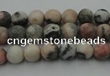 CZJ560 15.5 inches 4mm round matte pink zebra jasper beads