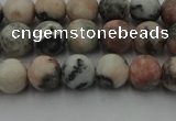 CZJ561 15.5 inches 6mm round matte pink zebra jasper beads