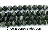 CZJ574 15.5 inches 12mm round green zebra jasper gemstone beads