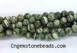 CZJ582 15.5 inches 8mm faceted round green zebra jasper gemstone beads