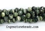 CZJ583 15.5 inches 10mm faceted round green zebra jasper gemstone beads