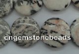 CZJ62 15.5 inches 20mm flat round zebra jasper gemstone beads