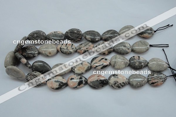 CZJ70 15.5 inches 18*25mm flat teardrop zebra jasper gemstone beads