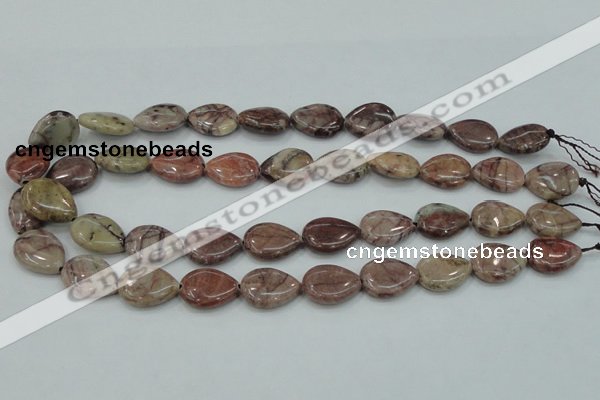 CZJ81 16 inches 15*20mm flat teardrop red zebra jasper beads wholesale