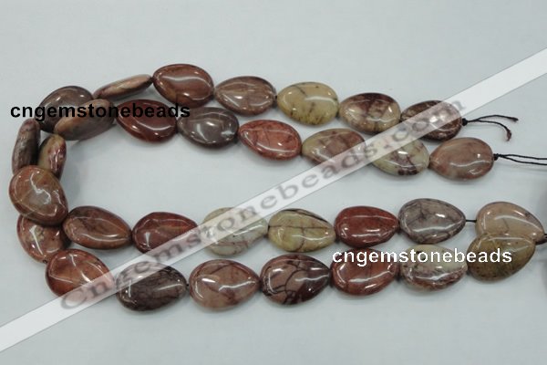 CZJ82 16 inches 18*25mm flat teardrop red zebra jasper beads wholesale