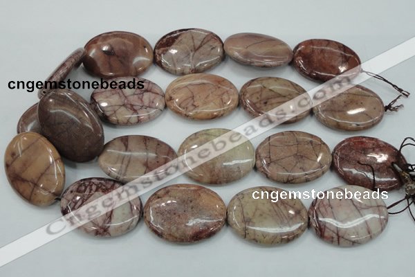 CZJ85 16 inches 30*40mm oval red zebra jasper beads wholesale