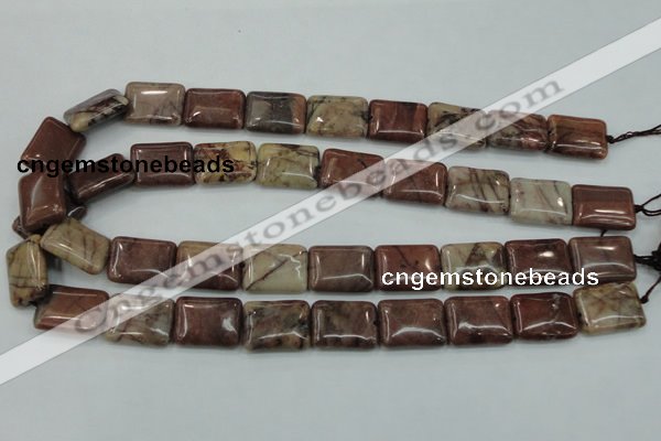 CZJ86 16 inches 15*20mm rectangle red zebra jasper beads wholesale