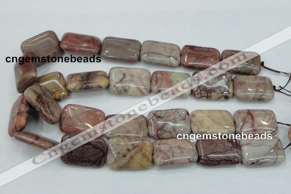 CZJ87 16 inches 22*30mm rectangle red zebra jasper beads wholesale