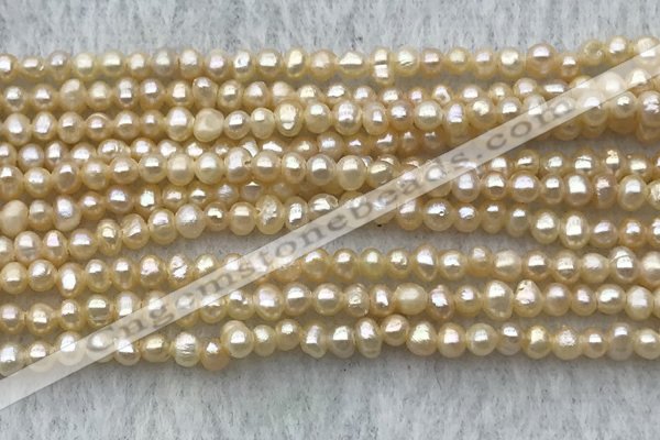 FWP08 14.5 inches 2mm - 3mm potato pink freshwater pearl strands