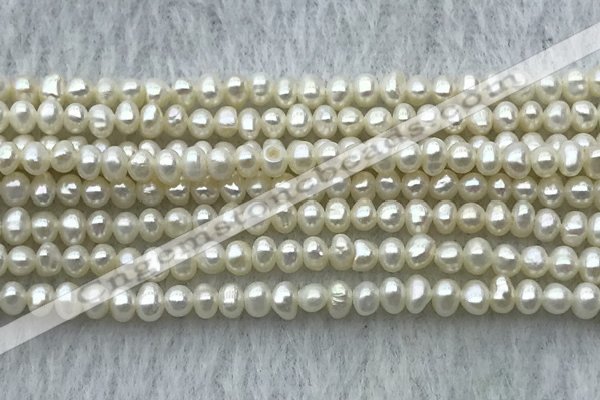 FWP09 14.5 inches 2.5mm - 3mm potato white freshwater pearl strands