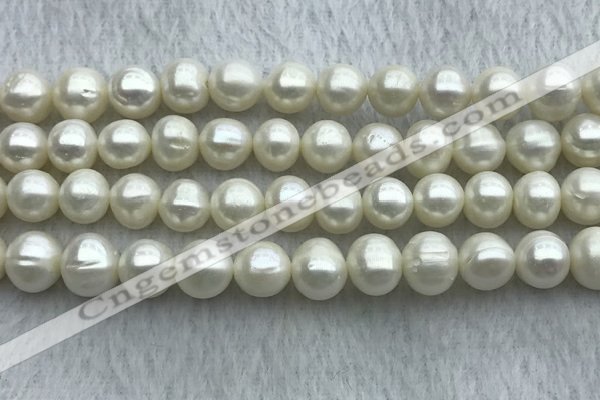 FWP101 15 inches 9mm - 10mm potato white freshwater pearl strands