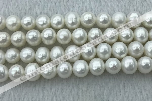 FWP104 15 inches 9mm - 10mm potato white freshwater pearl strands