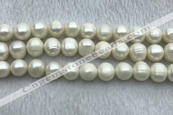 FWP124 15 inches 11mm - 12mm potato white freshwater pearl strands