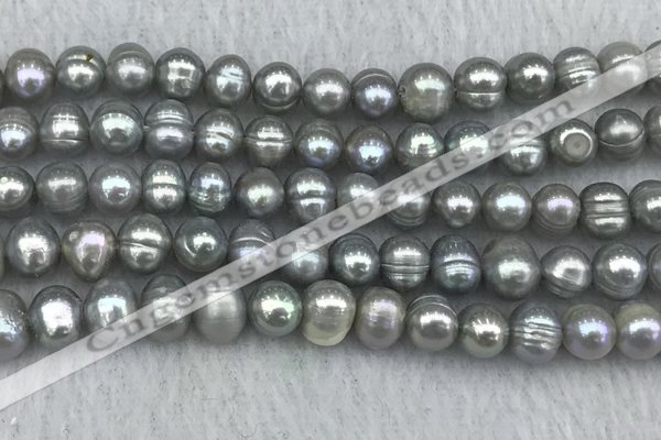 FWP138 15 inches 6mm - 7mm potato grey freshwater pearl strands