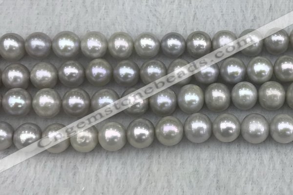 FWP143 15 inches 8mm - 9mm potato grey freshwater pearl strands