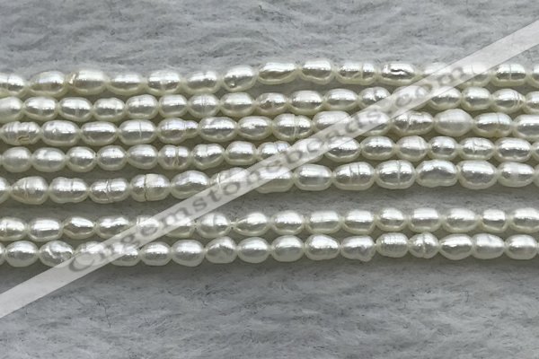 FWP153 14.5 inches 2mm - 3mm rice white freshwater pearl strands