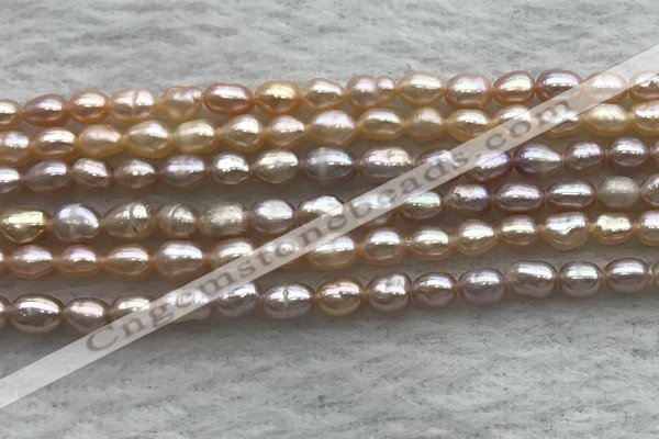 FWP156 14.5 inches 3.8mm rice purple freshwater pearl strands