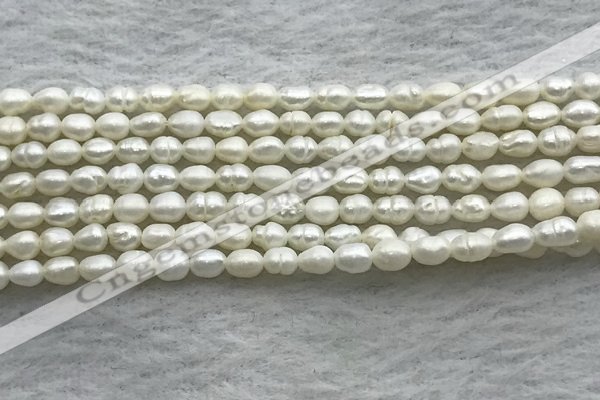 FWP157 14.5 inches 3mm - 4mm rice white freshwater pearl strands