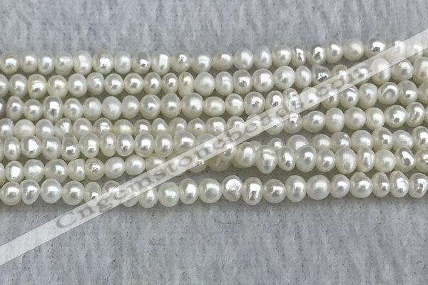 FWP16 14.5 inches 3.2mm - 3.7mm potato white freshwater pearl strands