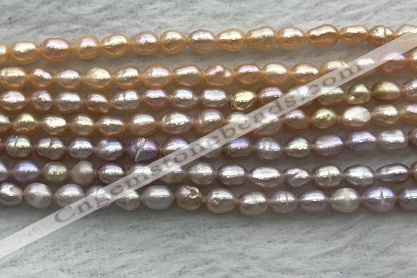 FWP160 14.5 inches 4.2mm rice purple freshwater pearl strands