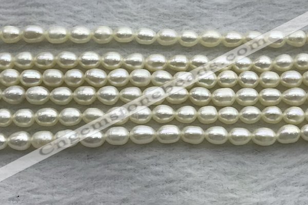 FWP163 14.5 inches 4.2mm - 4.8mm rice white freshwater pearl strands