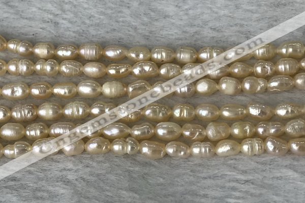 FWP166 14.5 inches 4.5mm rice pink freshwater pearl strands