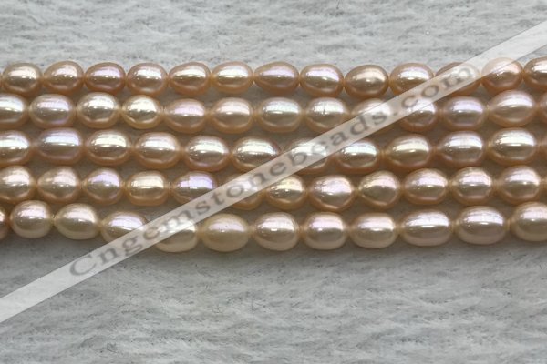 FWP168 14.5 inches 4mm - 5mm rice light purple freshwater pearl strands