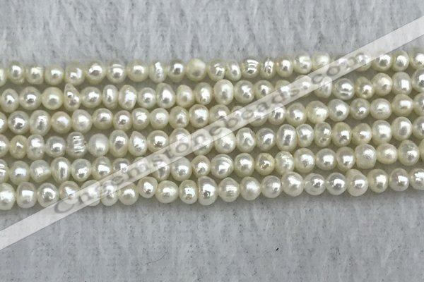 FWP17 14.5 inches 3.2mm - 3.7mm potato white freshwater pearl strands